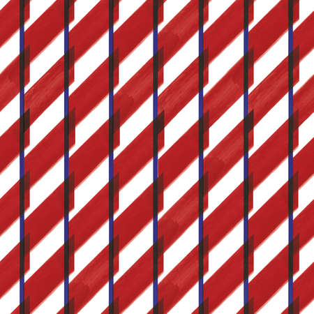 Vector red flag blue stripe white seamless pattern
