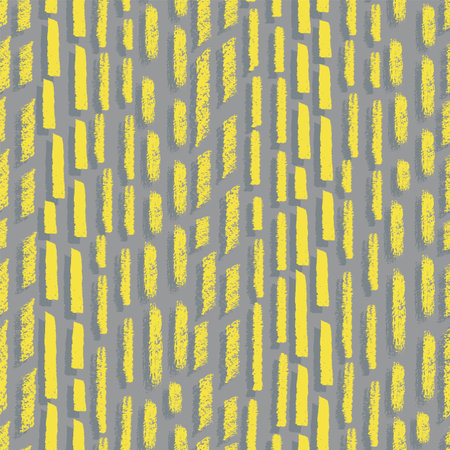 Vector drawn yellow stripes grey seamless patternのイラスト素材