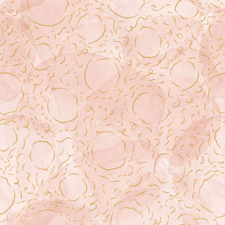 Vector rose gold circles ribbons seamless patternのイラスト素材