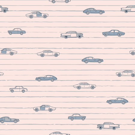 Vector neutral grey cars lines seamless patternのイラスト素材