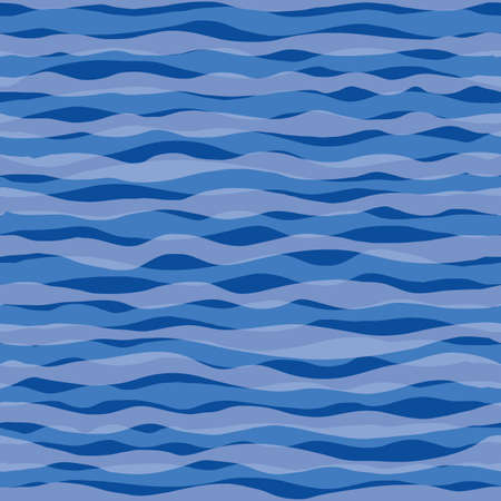 Vector blue wavy stripes water seamless pattern