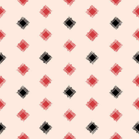 Vector red black square caro ecru seamless patternのイラスト素材