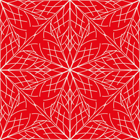 Vector red white snowflake mosaic seamless pattern