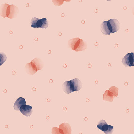 Vector painted blue pink dots seamless pattern
