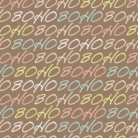Vector pastel lettering boho ocher repeat patternのイラスト素材