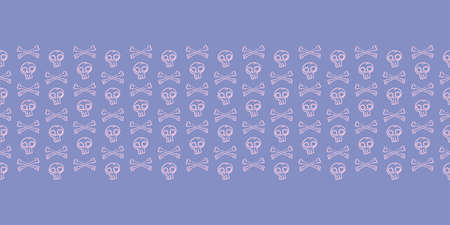 Vector pink skulls bones violet seamless patternのイラスト素材