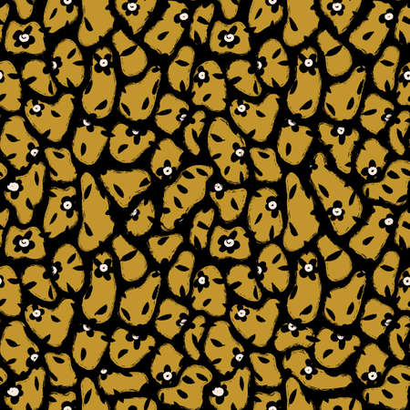 Vector black floral stones yellow seamless pattern