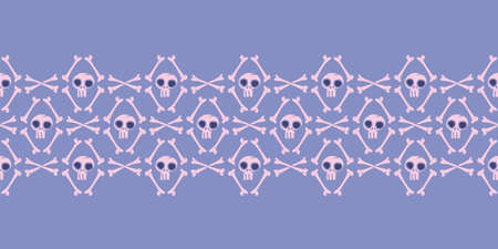 Vector pink skulls bones violet seamless patternのイラスト素材