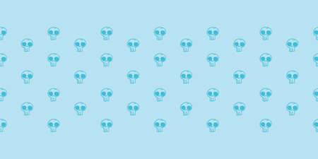 Vector blue skulls border seamless patternのイラスト素材