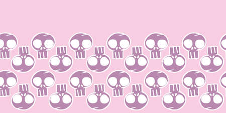 Vector white pink skulls border seamless patternのイラスト素材