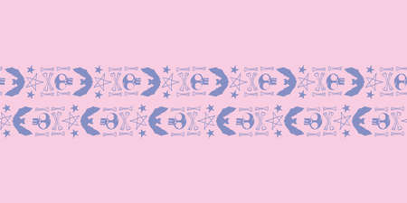 Vector violet skull bat pink border repeat patternのイラスト素材
