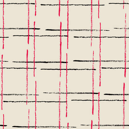 Vector black red checkered ecru seamless patternのイラスト素材