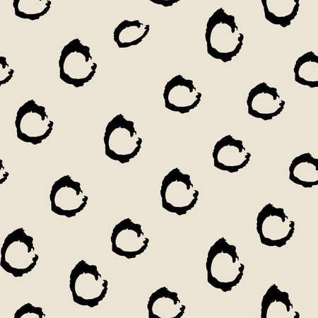 Vector drawn black circles white seamless patternのイラスト素材