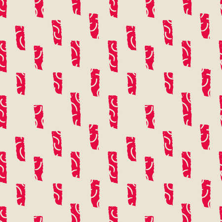 Vector drawn red rough stripes ecru repeat patternのイラスト素材