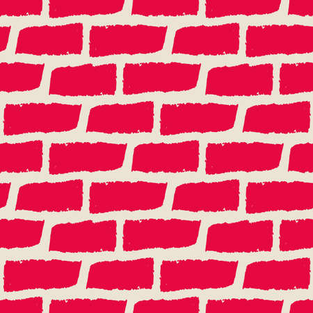 Vector red wall bricks ivory seamless patternのイラスト素材