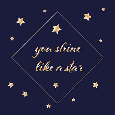 Vector gold scattered stars typography blue printのイラスト素材