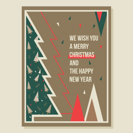 Vector triangle shape Christmas tree wishes cardのイラスト素材
