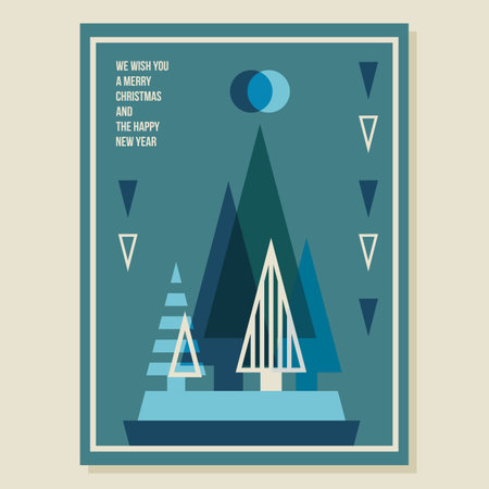 Vector simple Christmas trees abstract greeting cardのイラスト素材