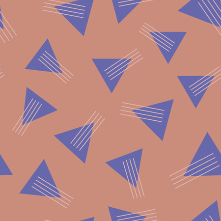Vector violet triangles lines orange repeat pattern