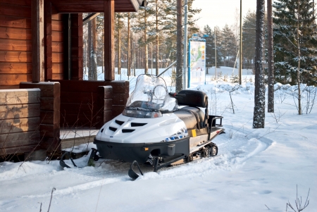 Snowmobiles on holiday at the sports center VierumÃ¤ki, Finland のeditorial素材