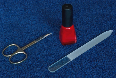 Composition of manicure set  Nail scissors and nail file の写真素材