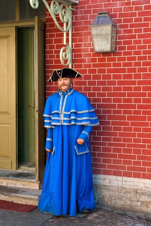 Wax figure at the entrance to the Museum on the territory of the Petropavlovskaya fortress in Saint-Petersburg のeditorial素材
