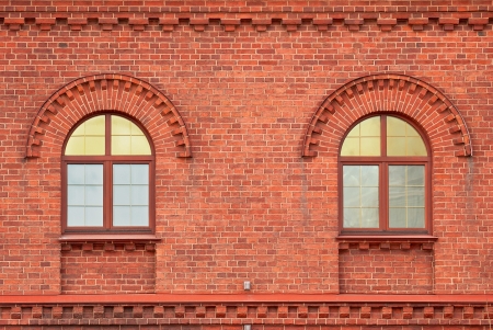 The Windows of the house from a red brick  From the series window of Saint-Petersburg の写真素材