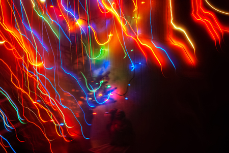 Abstraction in the form of the image of moving colorful lights.の写真素材