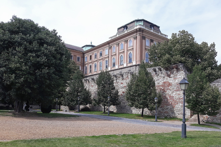 Park in front of the fortress walls in the old part of Budapest.のeditorial素材