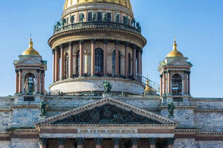 Saint Petersburg, Russia, March 31: Petersburgers and city visitors visiting the sights of the city from the height of the observation deck of St. Isaac's Cathedral, March 31, 2017.のeditorial素材