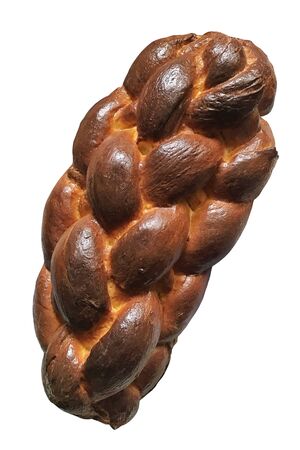 Just baked delicious sweet bread basket, isolated on a white background.