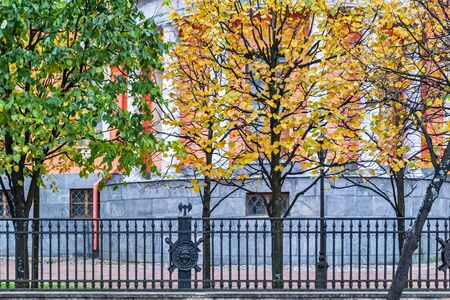 Autumn city landscape in one of the corners of the city of Saint Petersburg.の写真素材