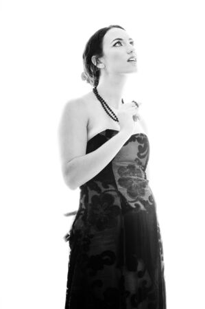 beautiful young woman in elegant fashionalble wedding dressの写真素材