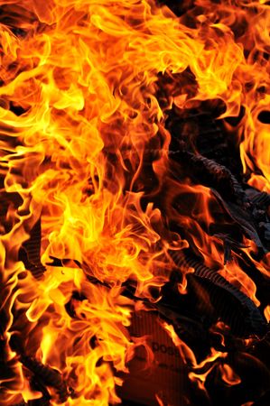 wild fire flames burn hot with black background