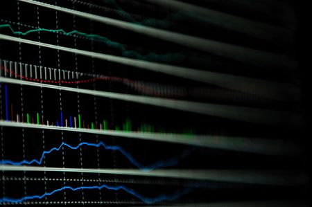 stock market graph on big lcd display closeup macroの写真素材