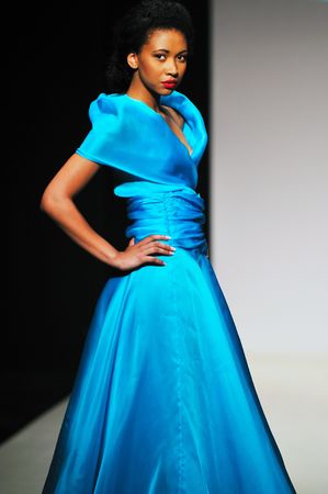 fashion show woman at piste walkinx in luxury dressの写真素材