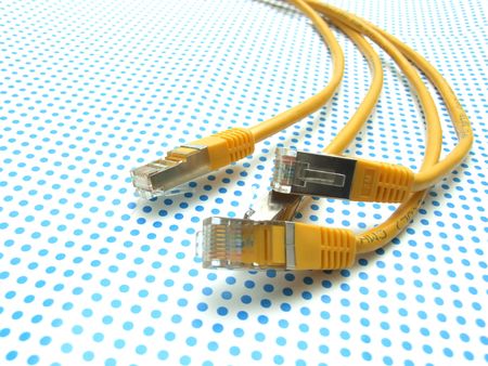 yellow  cable on dotted background