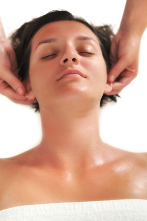 beautiful woman have massage at spa and wellness centerの写真素材