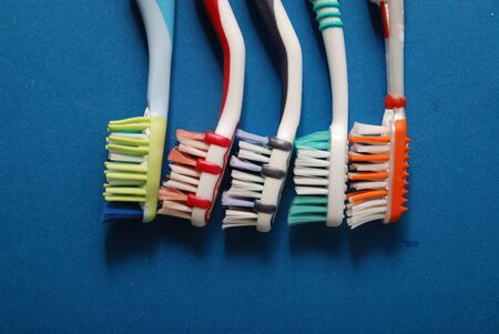 teeth brush on blue background