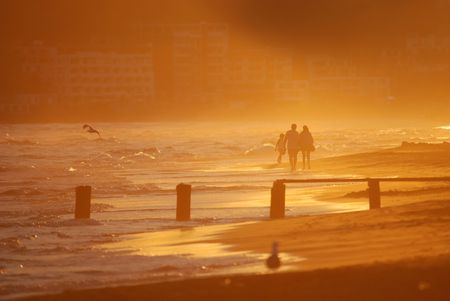 man run on beachの写真素材