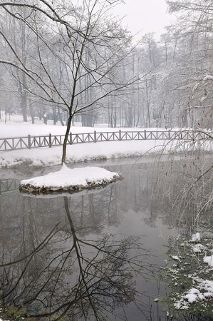 early mornig at beutiful winter day at river and lakeの写真素材