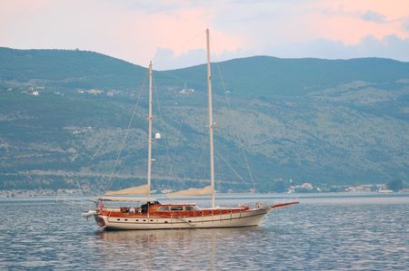 luxury turist boat ship  at sea on summer vacationの写真素材