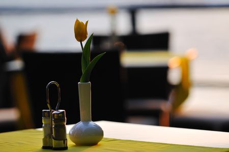 modern restaurant table outdoor at sea の写真素材