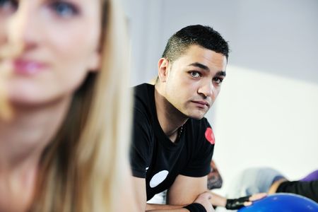 man fitness personal trainer in sport clubの写真素材