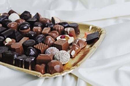 luxury and sweet praline and chocolate decoration food close up