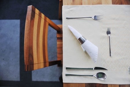 luxury restaurant indoor with nice dishwareand decoration の写真素材