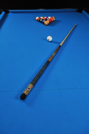 billiard sport game balls on blue table on billiard club ready to play
