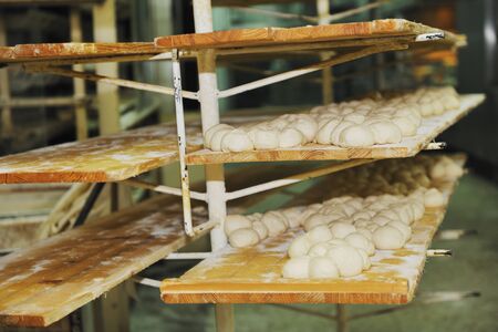 bread bakery food factory production with fresh productsの写真素材