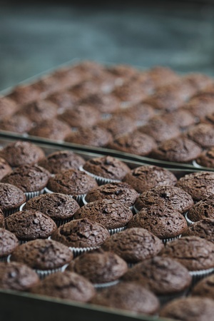 many sweet cake food factory massive productionの写真素材