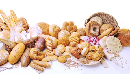 fresh healthy natural  bread food group in studio on tableの写真素材